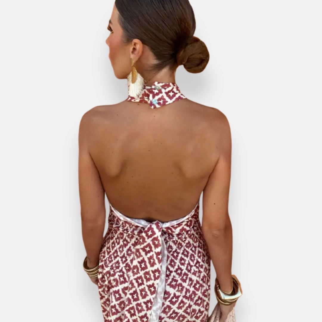 Eléa | Robe midi élégante à épaules dégagées