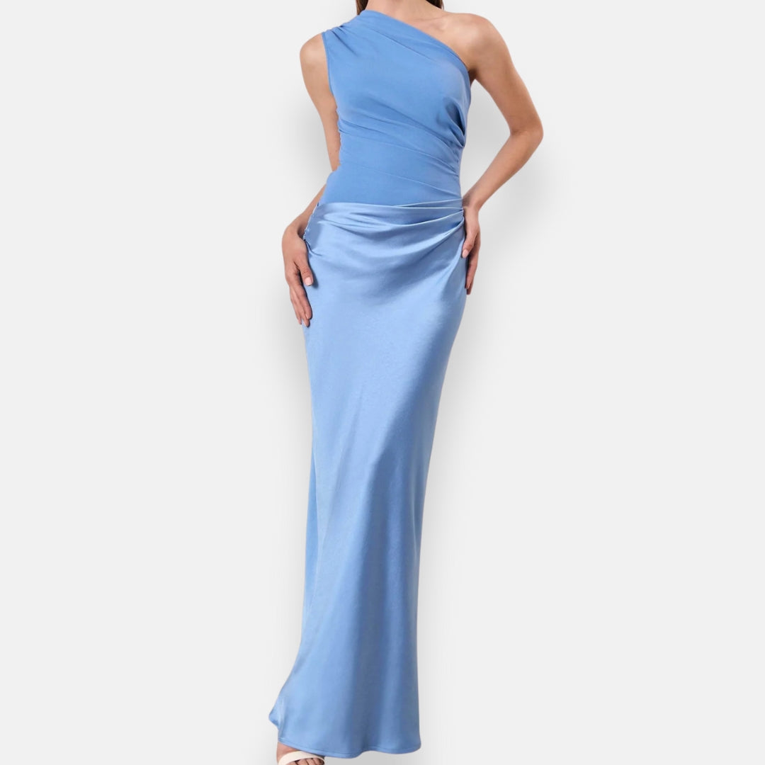 Victoire | Robe maxi plissée à une épaule