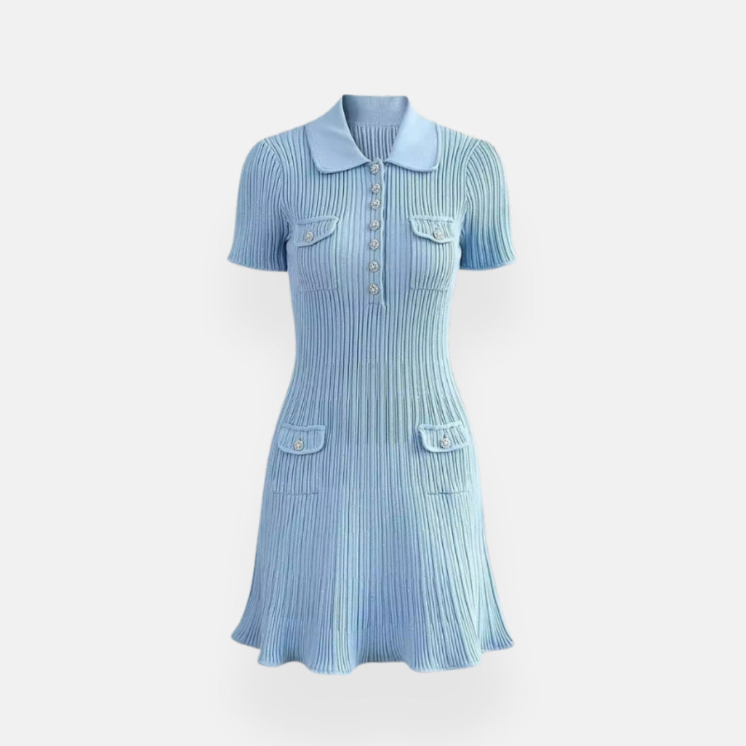 Marine | Robe cintrée à manches courtes