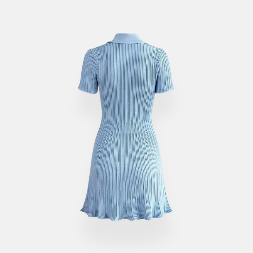 Marine | Robe cintrée à manches courtes