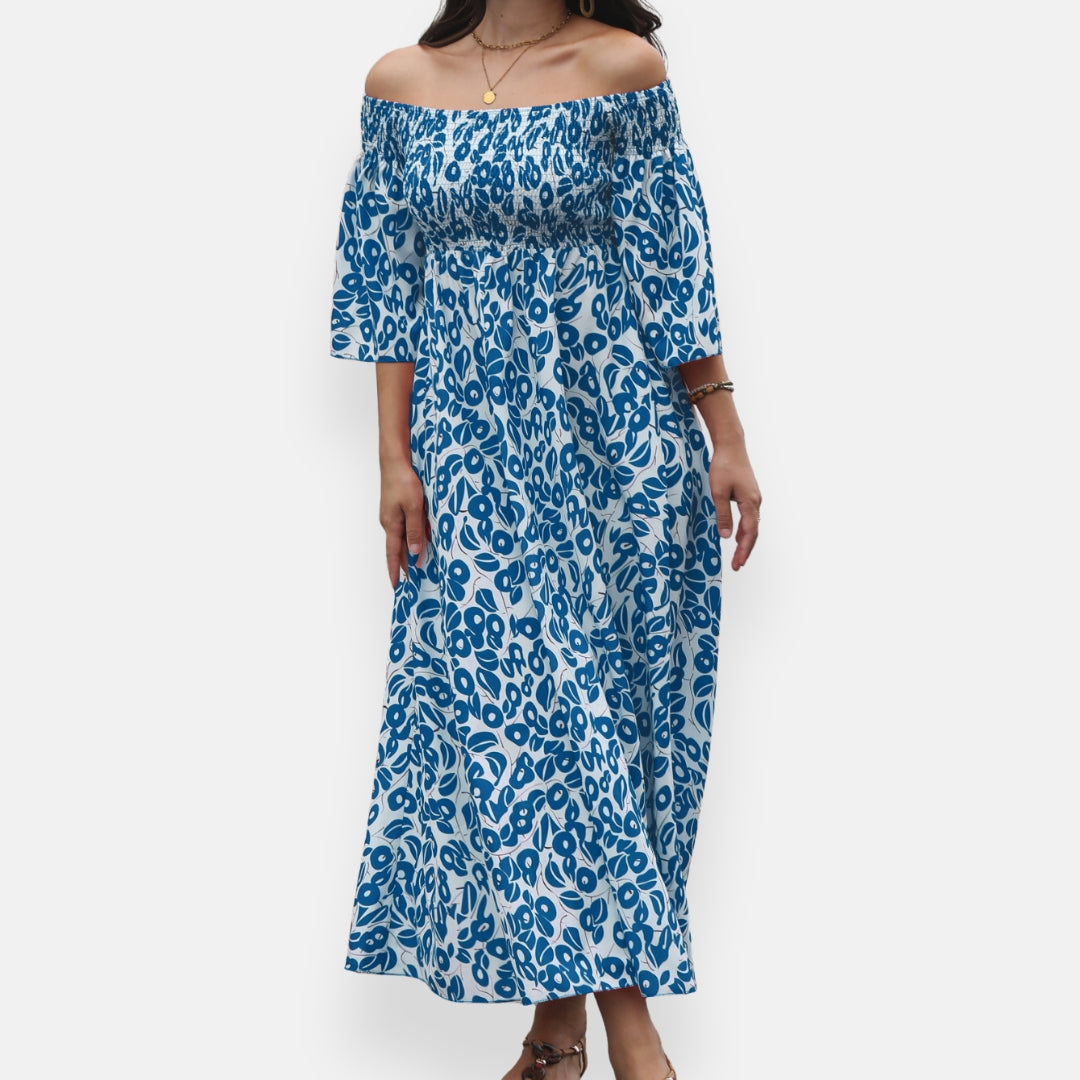 Lysiane | Robe à épaules dénudées fleurie