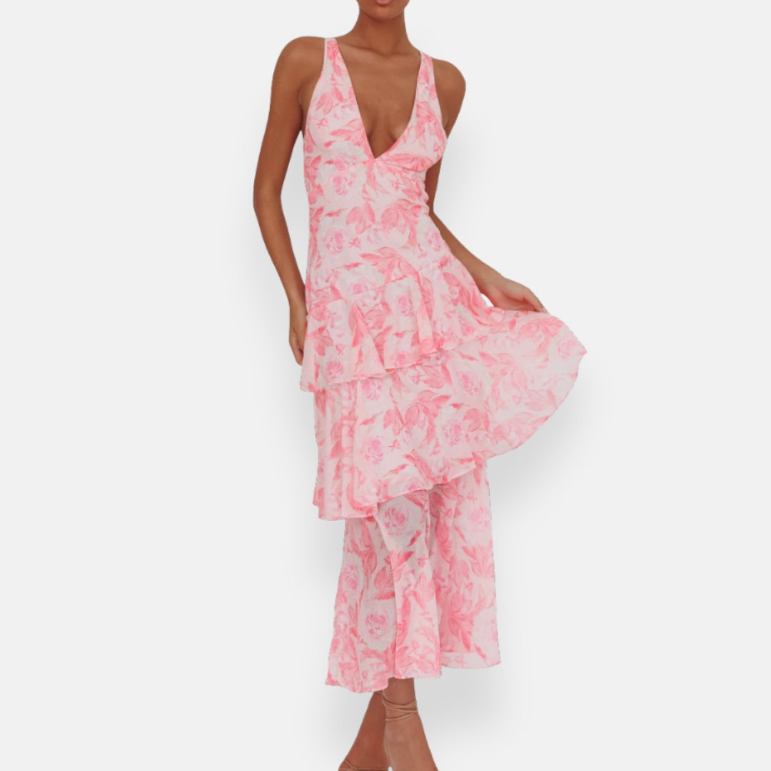 Éliane | Robe en chiffon à décolleté en V fluide