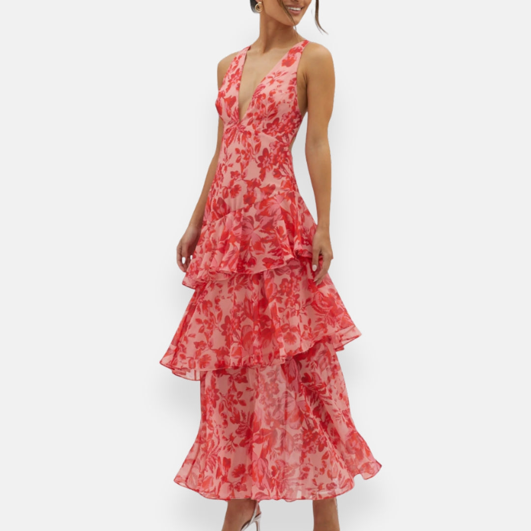 Éliane | Robe en chiffon à décolleté en V fluide