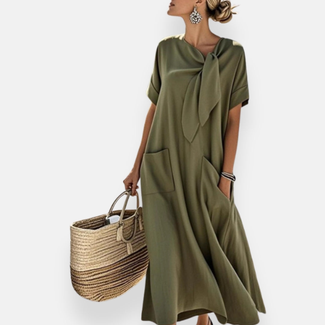 Naëlle | Robe à col noué et poches