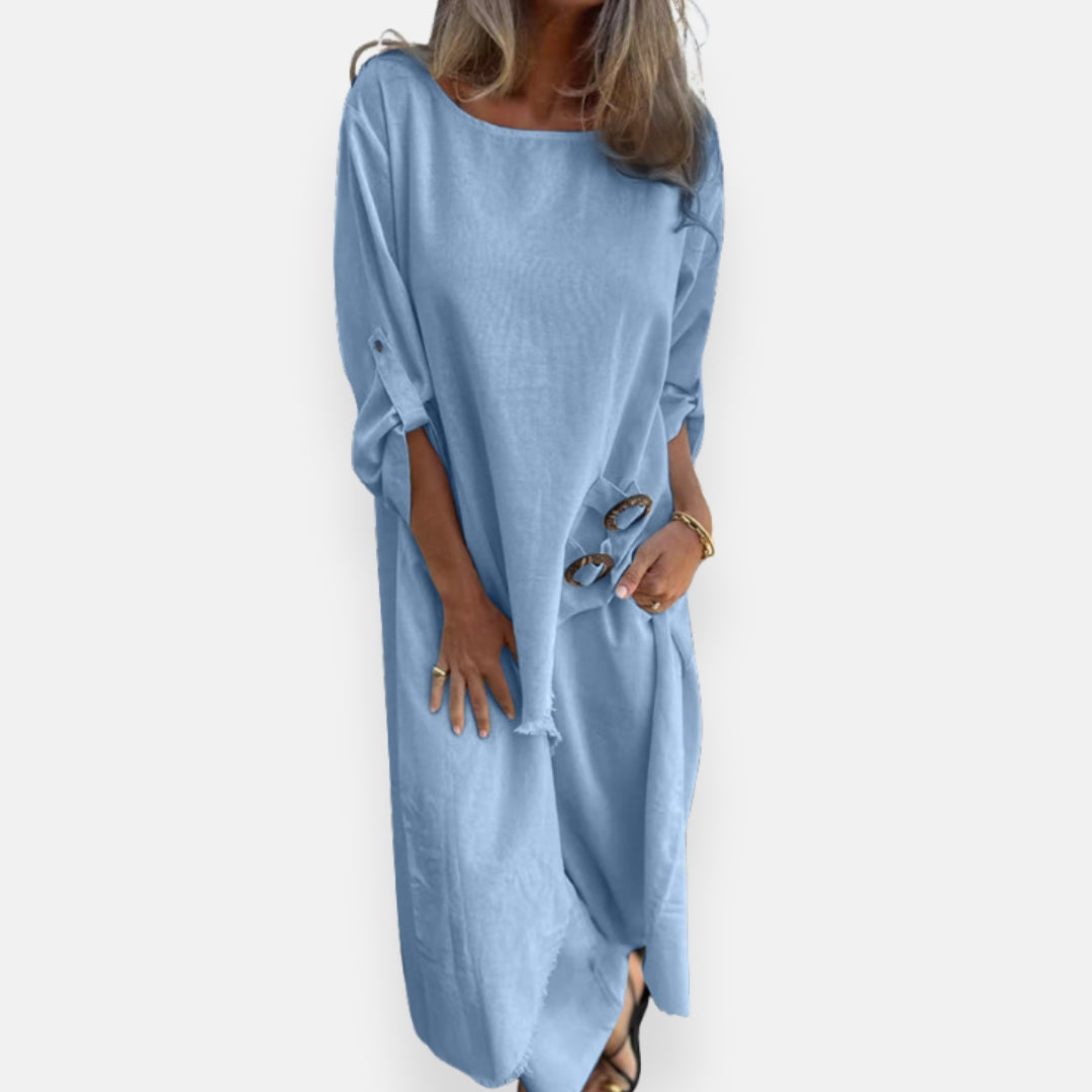 Ysandre | Robe longue fluide à détail lacet