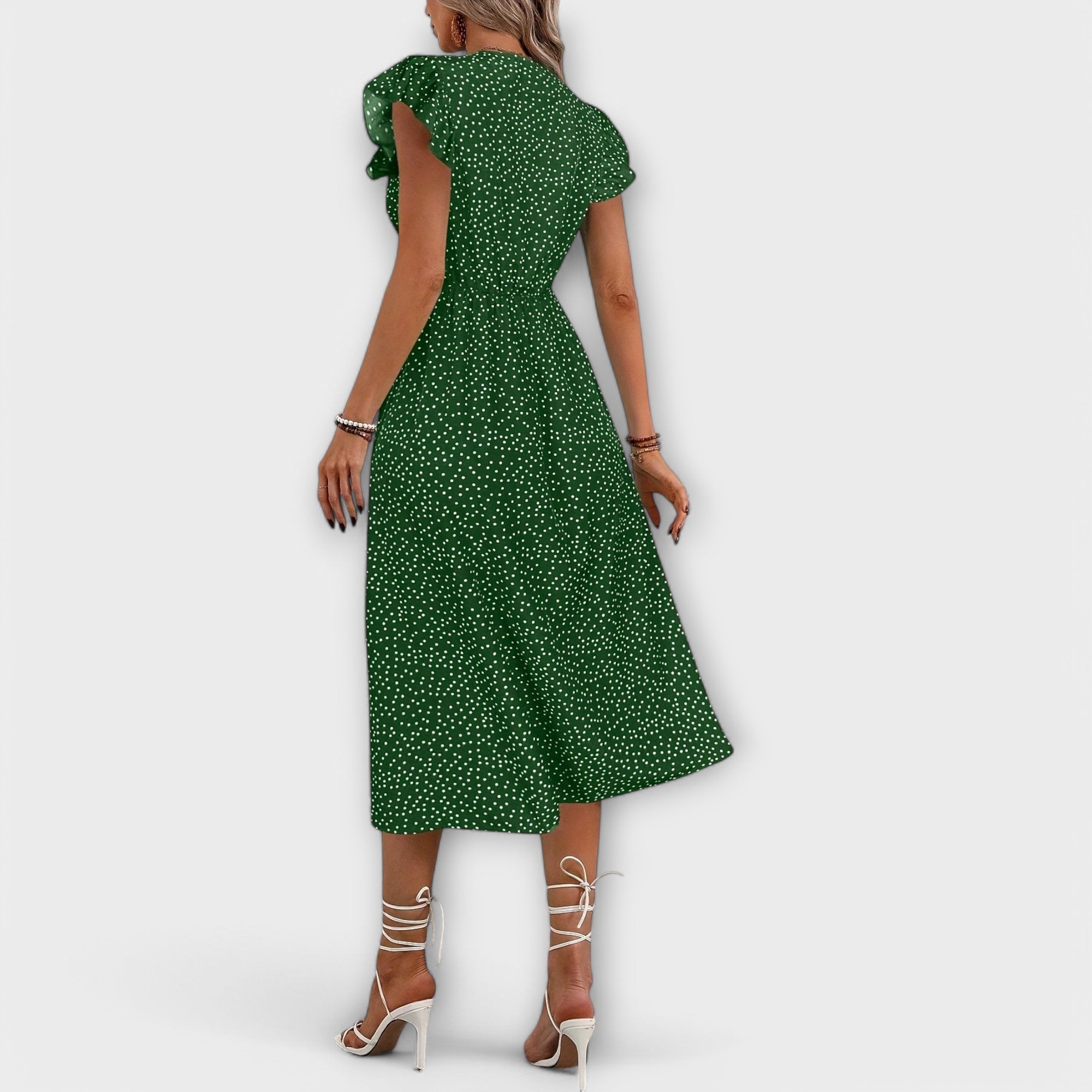 Robe Midi à Pois Élégante