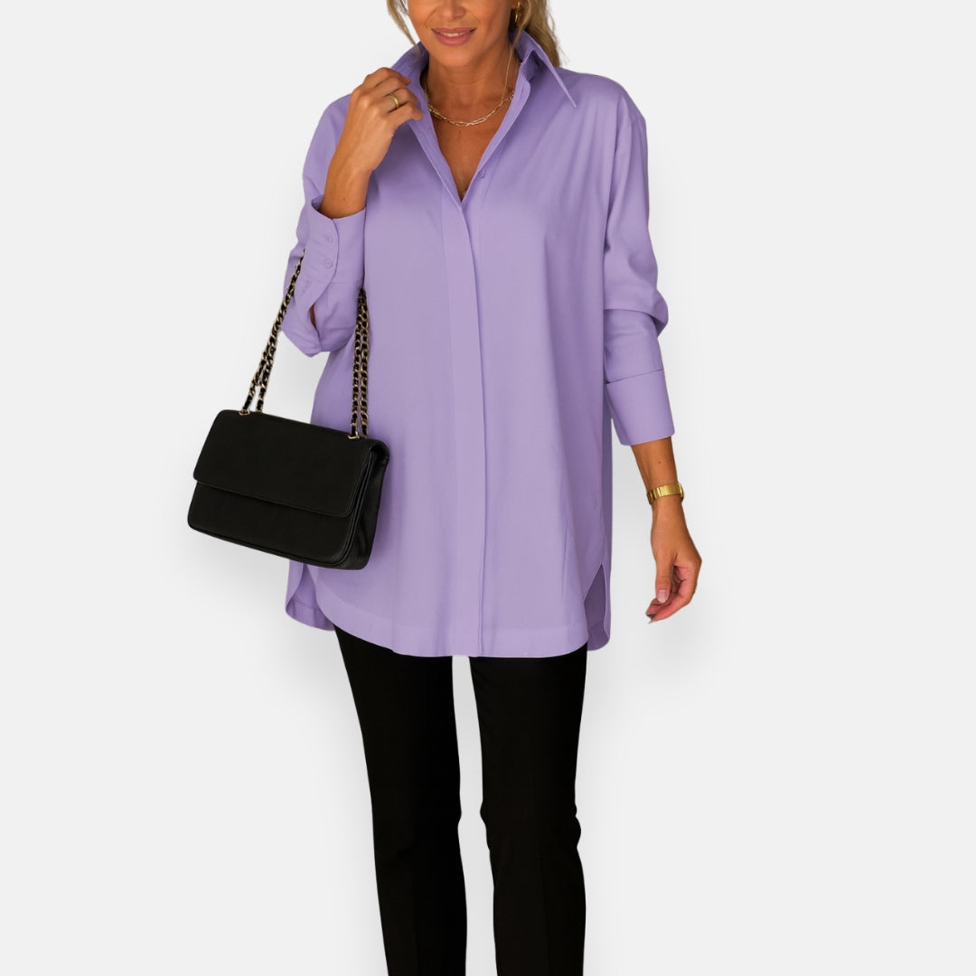 Nerina | Chemise blanche à col fendu