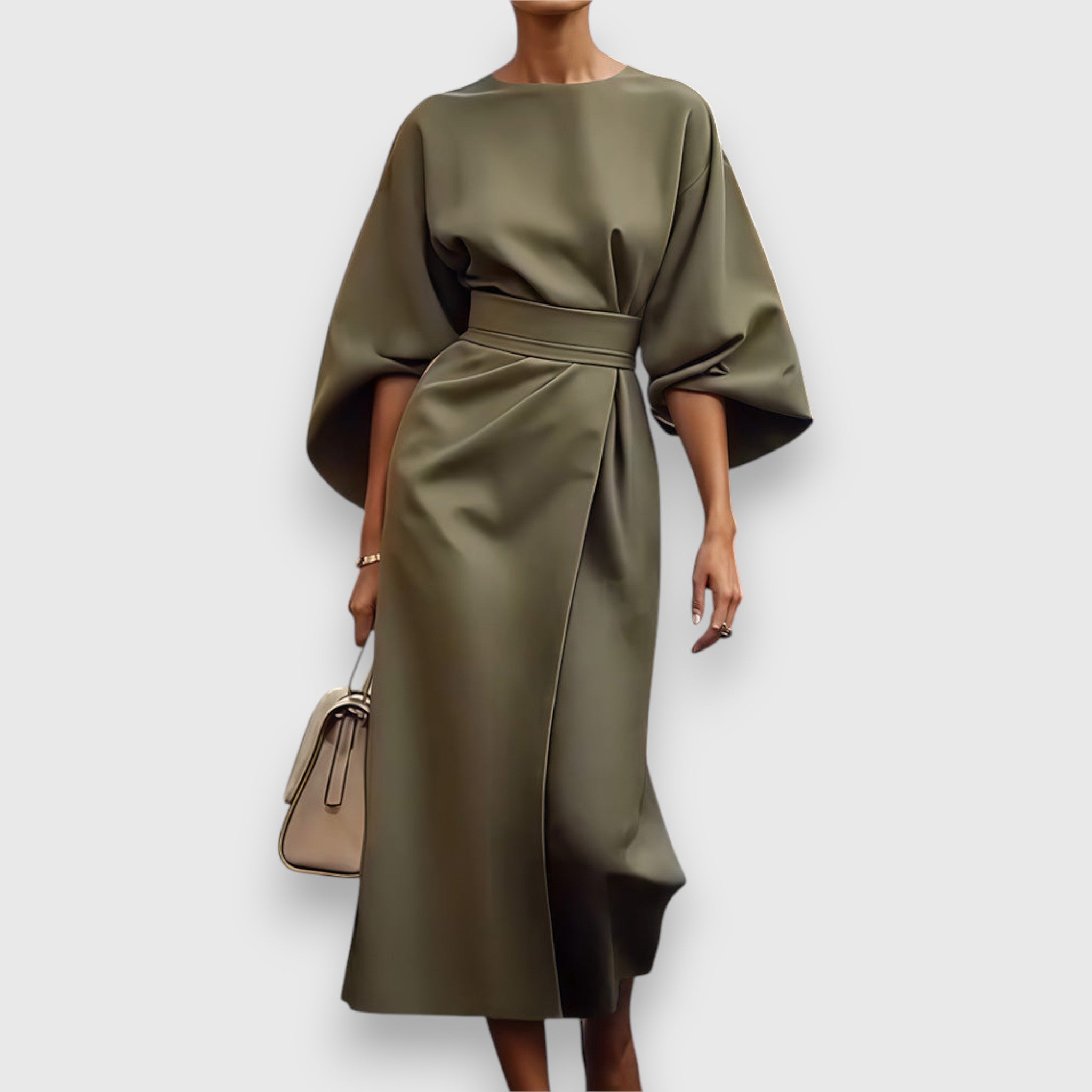 Celestine | Robe midi structurée à manches kimono