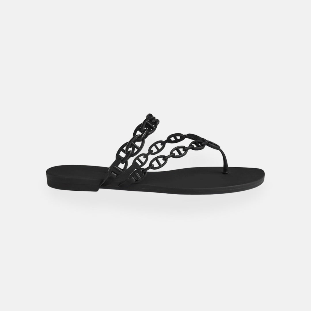 Noa | Tongs noires avec chaîne