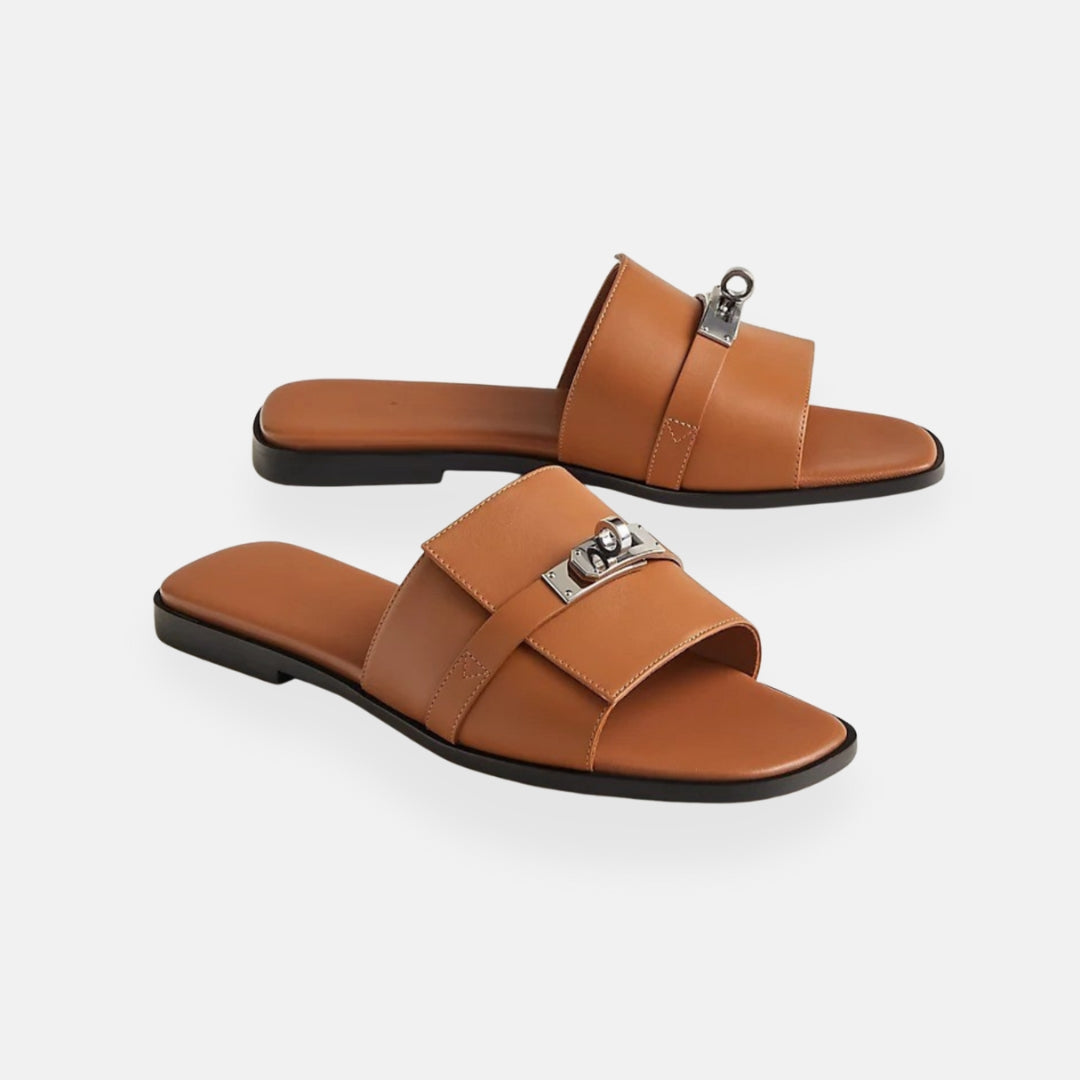 Aria | Mules noires élégantes avec détail bijou