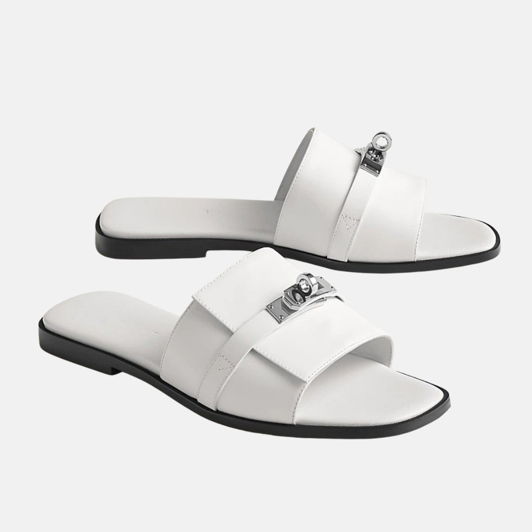 Aria | Mules noires élégantes avec détail bijou