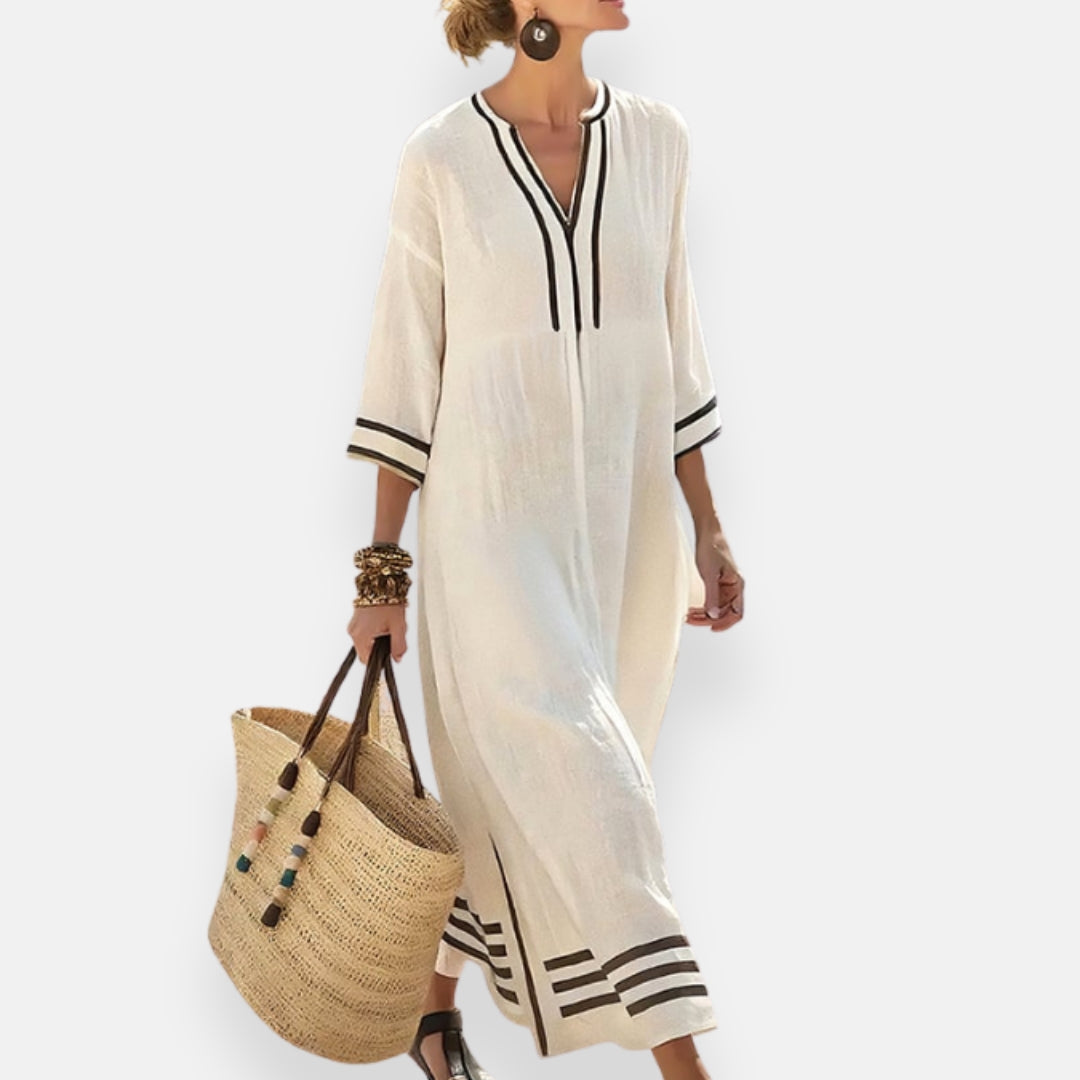 Doriane | Robe longue à rayures contrastées