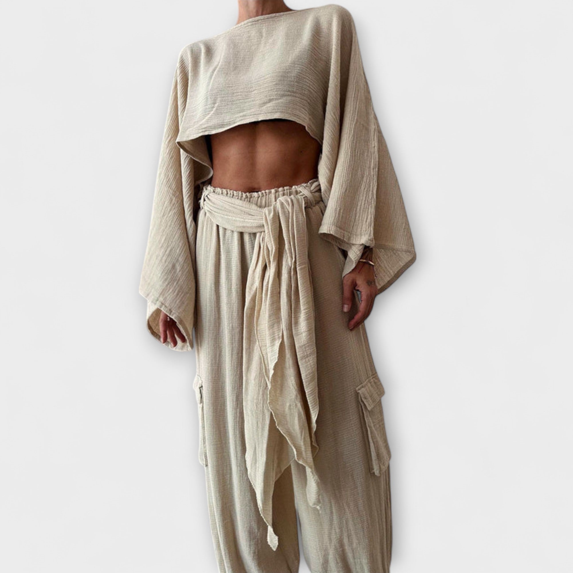 Joanna | Ensemble de Deux Pièces sans Taille en Coton et Lin