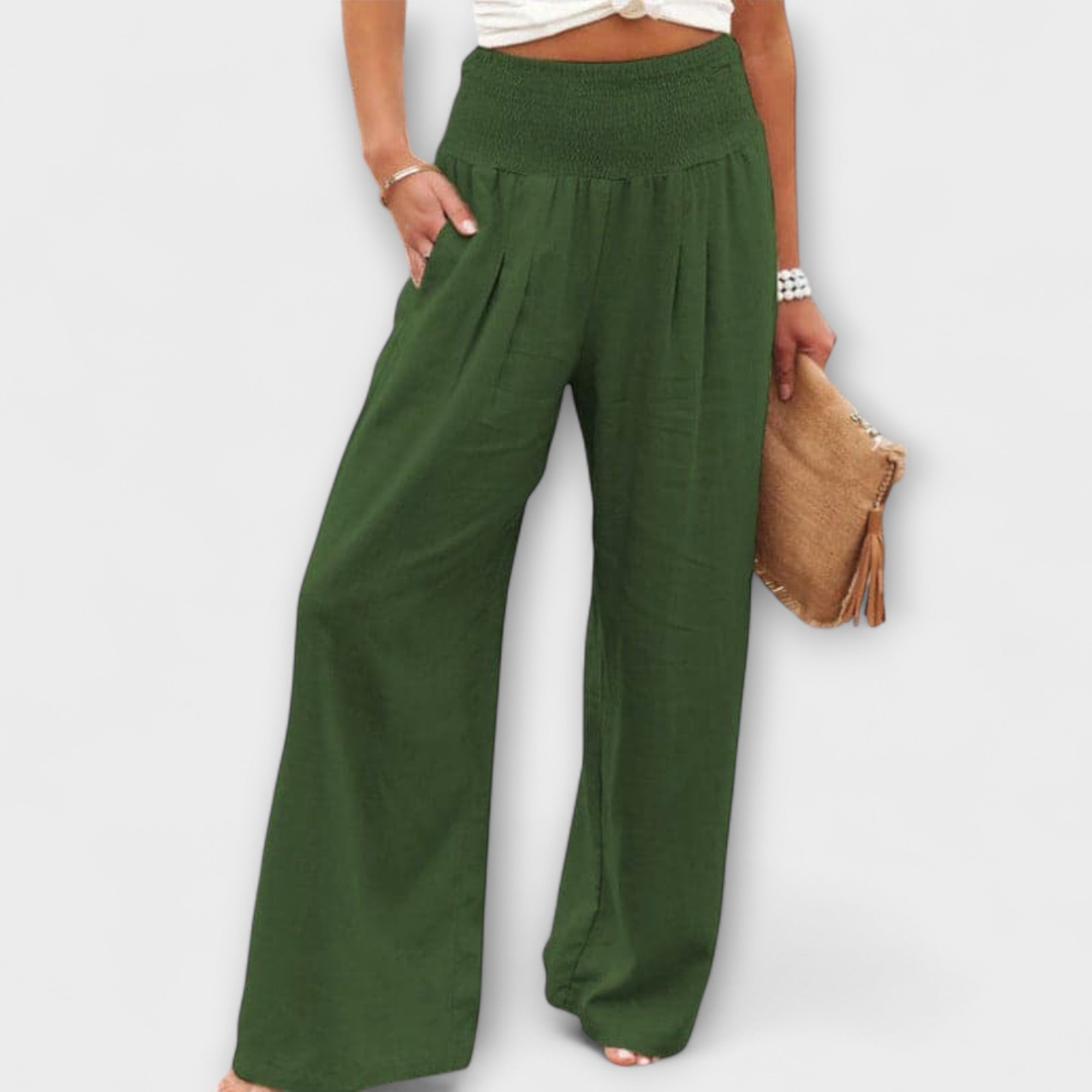Thearya | Pantalon large en lin décontracté