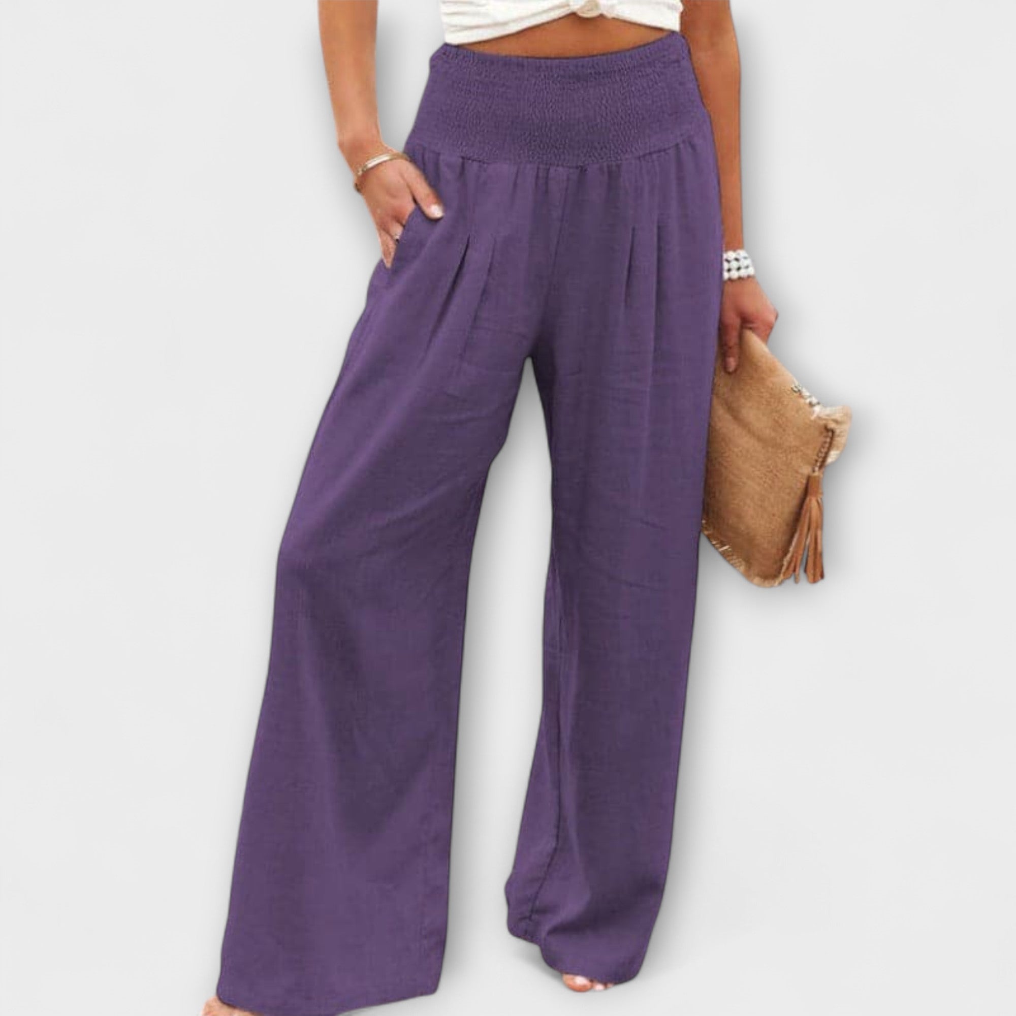 Thearya | Pantalon large en lin décontracté