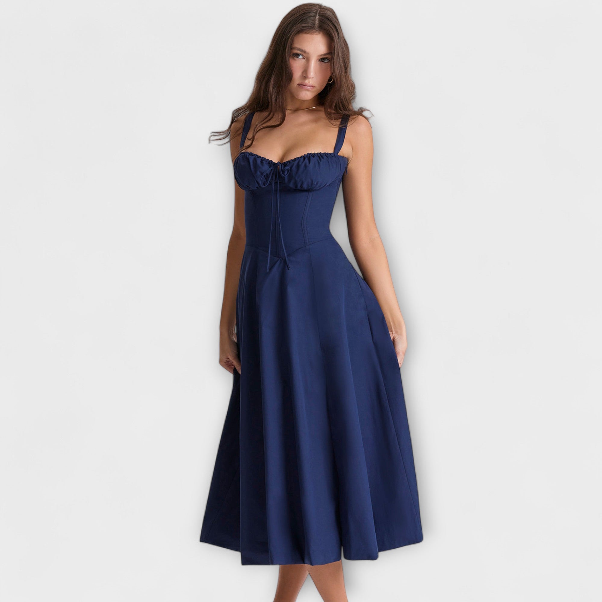 Zipporas | Robe Bustier Détailée avec Imprimé Floral Moderne de Printemps