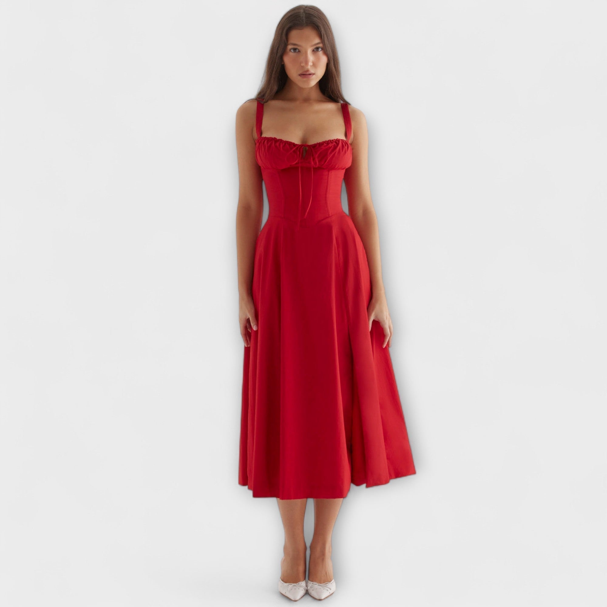 Zipporas | Robe Bustier Détailée avec Imprimé Floral Moderne de Printemps