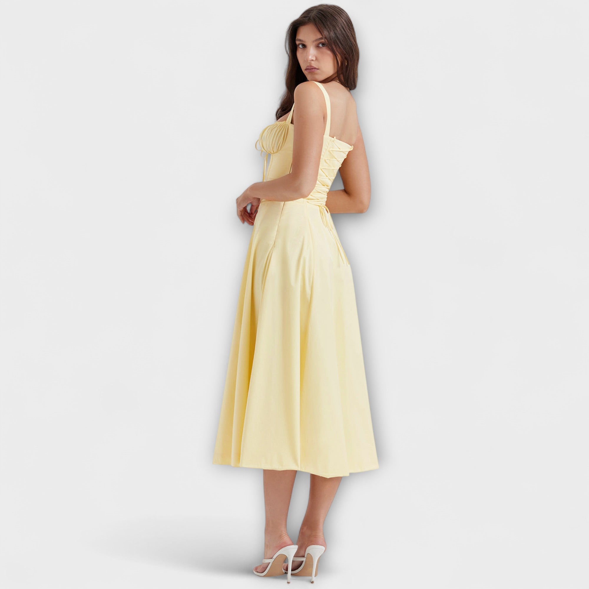Zipporas | Robe Bustier Détailée avec Imprimé Floral Moderne de Printemps