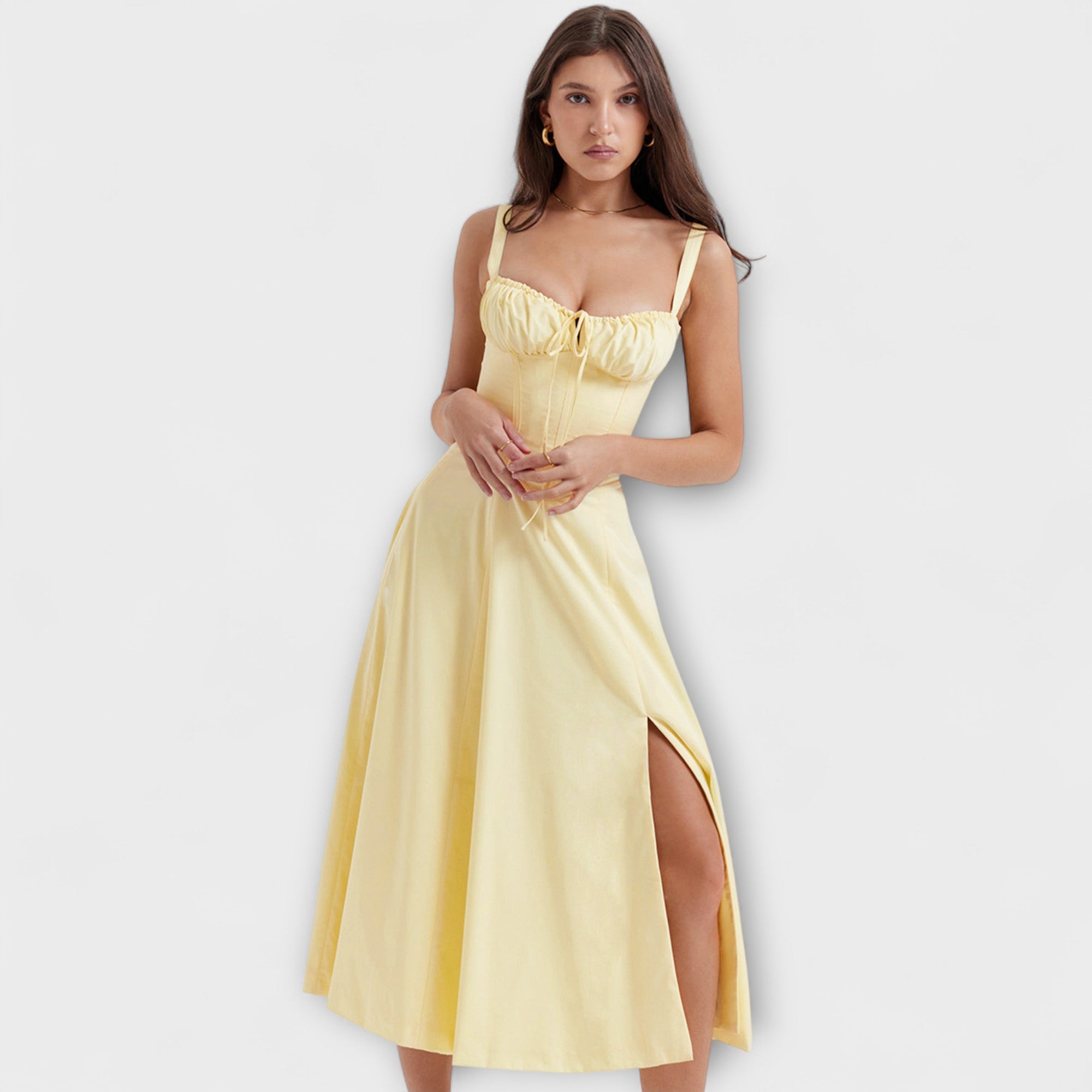 Zipporas | Robe Bustier Détailée avec Imprimé Floral Moderne de Printemps
