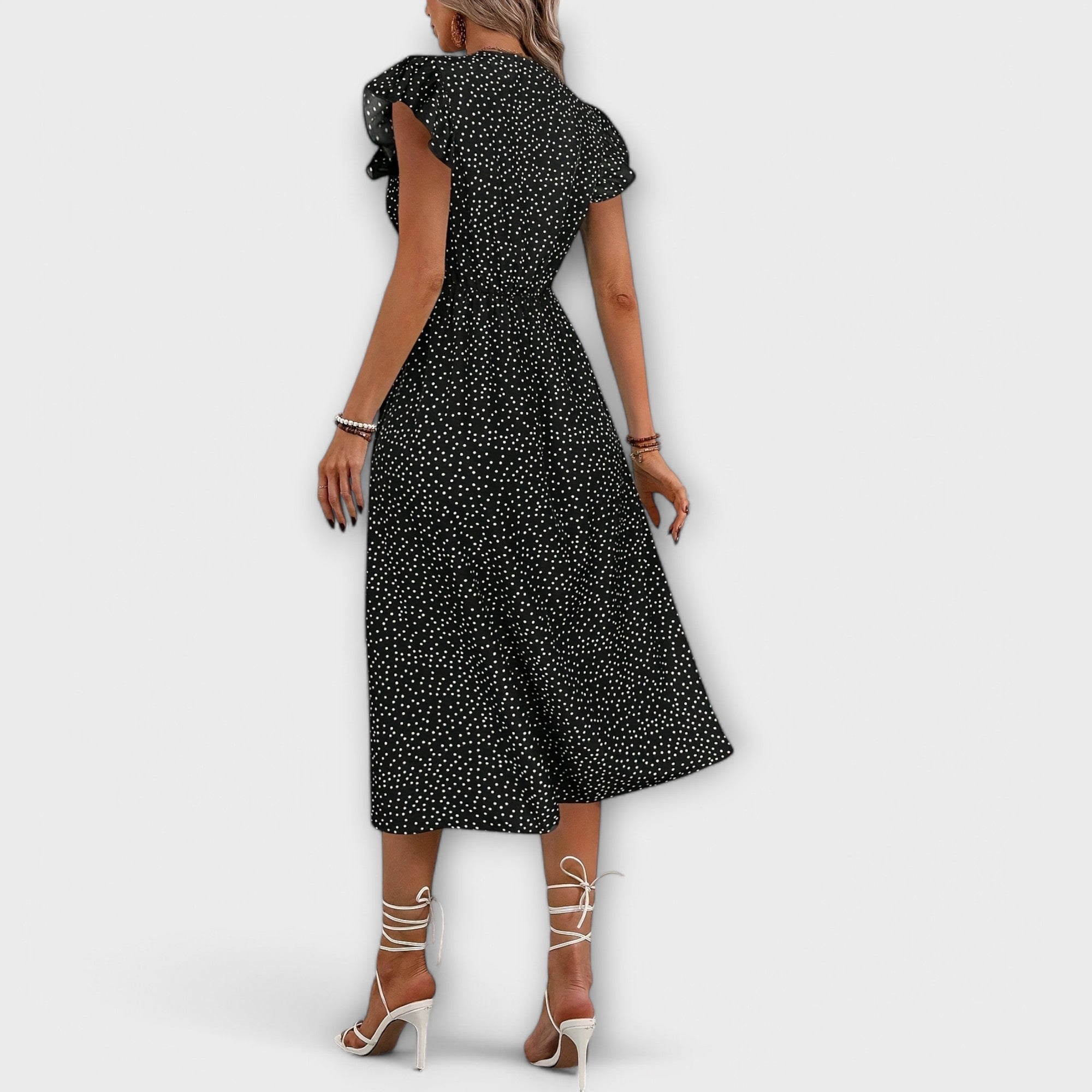 Robe Midi à Pois Élégante