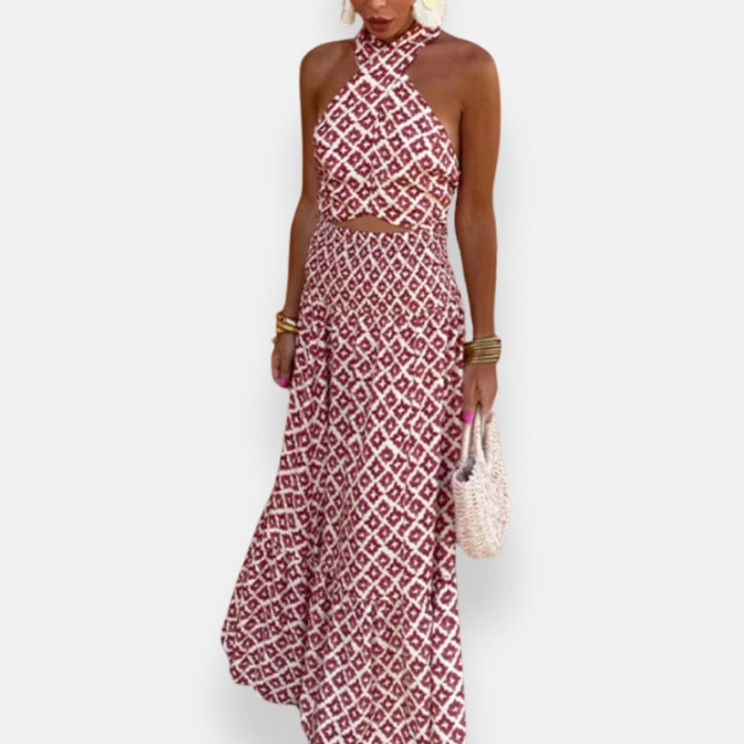 Eléa | Robe midi élégante à épaules dégagées
