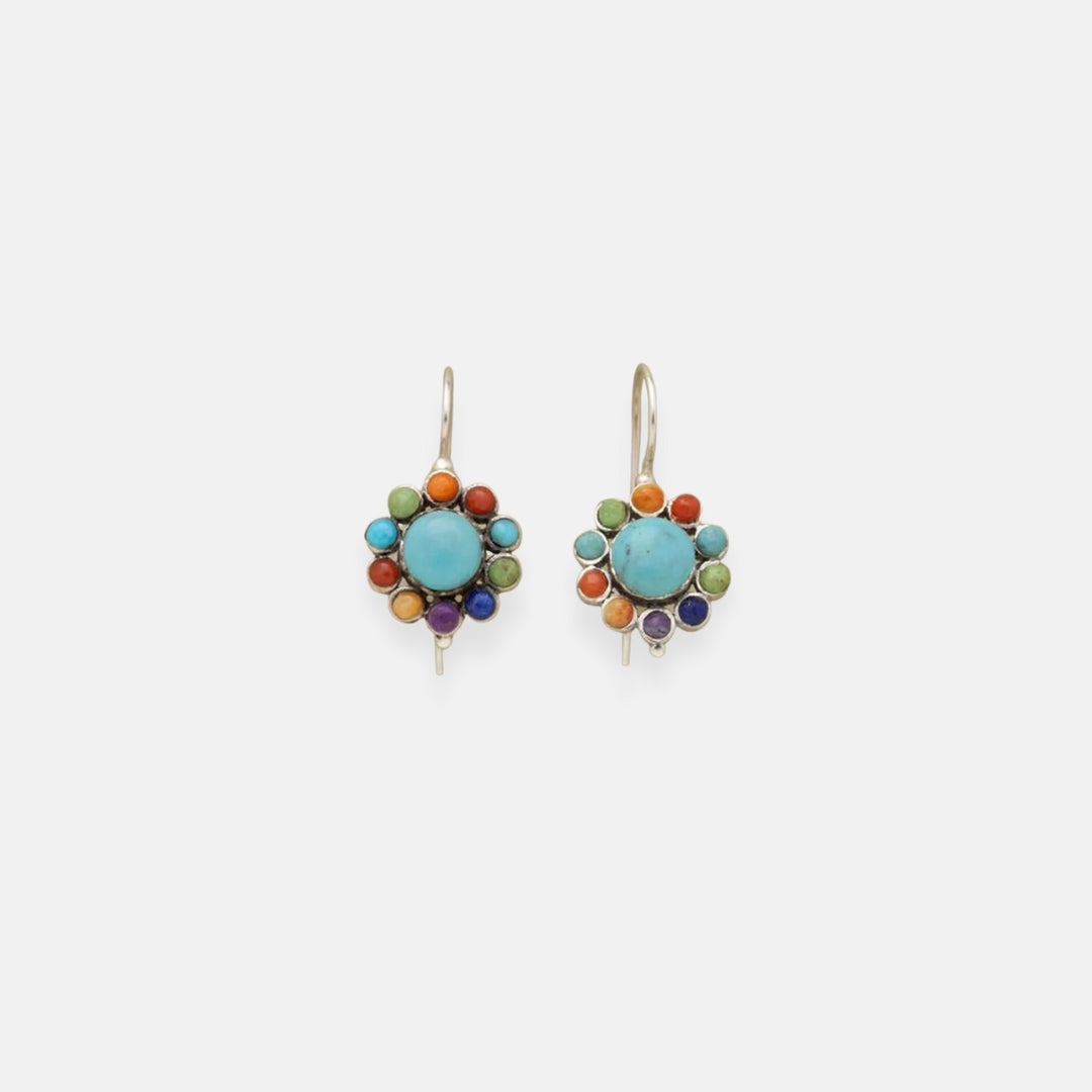 Élona | Boucles d’oreilles créoles en turquoise multicolore