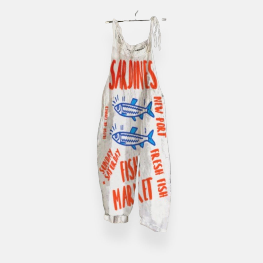 Améline | Salopette légère à motif sardines