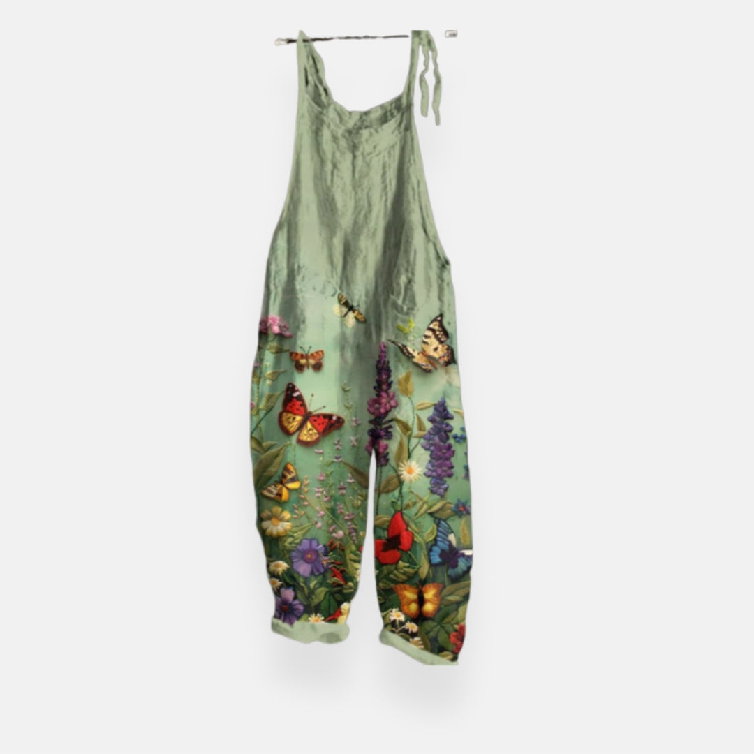 Évadne | Salopette légère papillons & fleurs