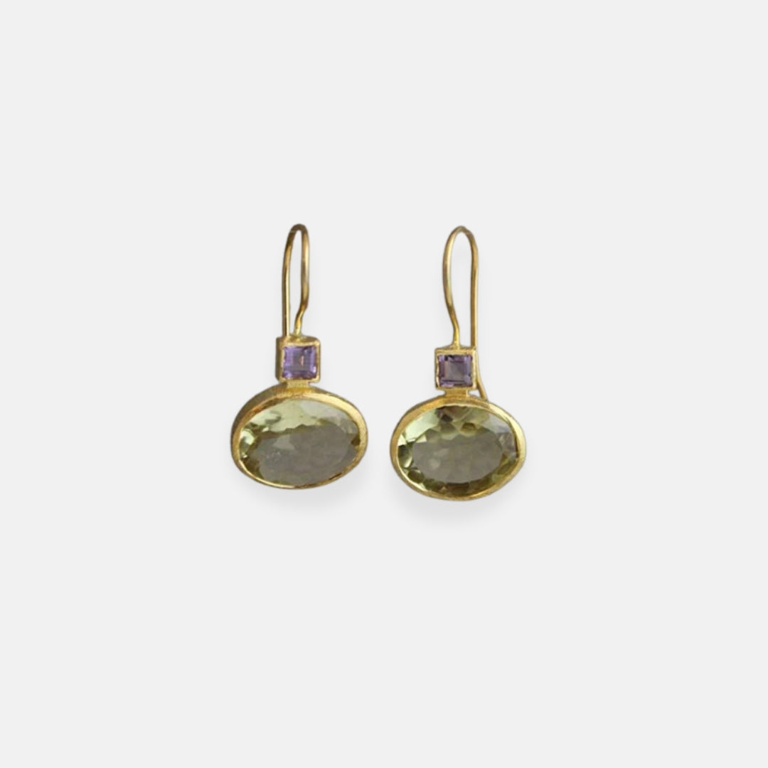 Élodie | Boucles d’oreilles vintage vert et or