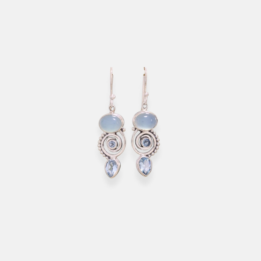 Aurélie | Boucles d’oreilles argent vintage pierre de lune