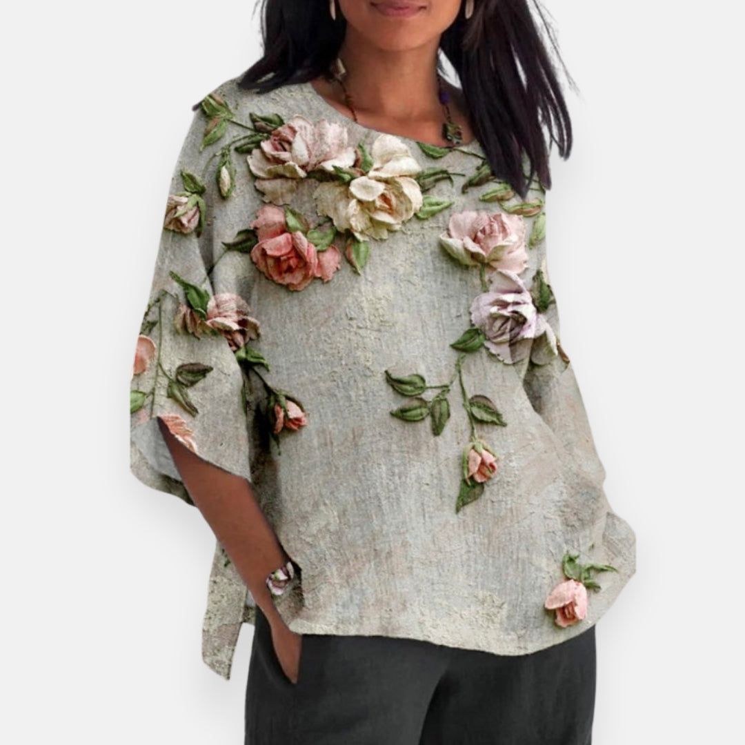 Fidélia | Blouse à motif floral 3D