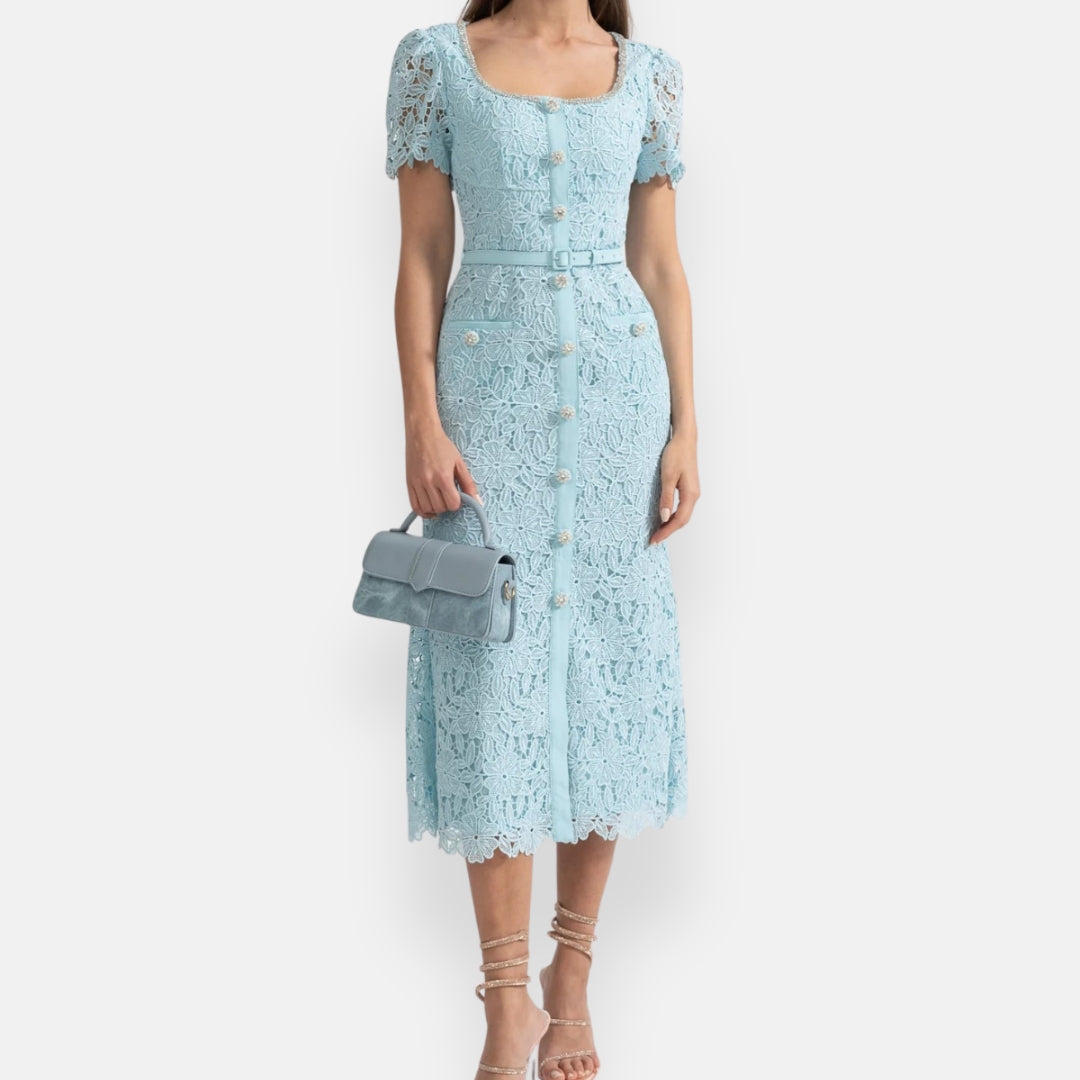 Léontine | Robe midi en dentelle délicate