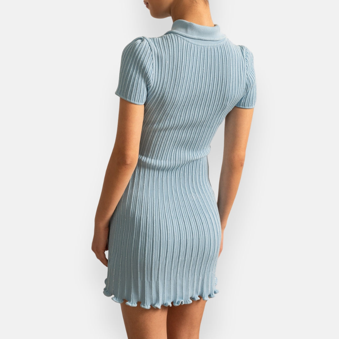 Marine | Robe cintrée à manches courtes