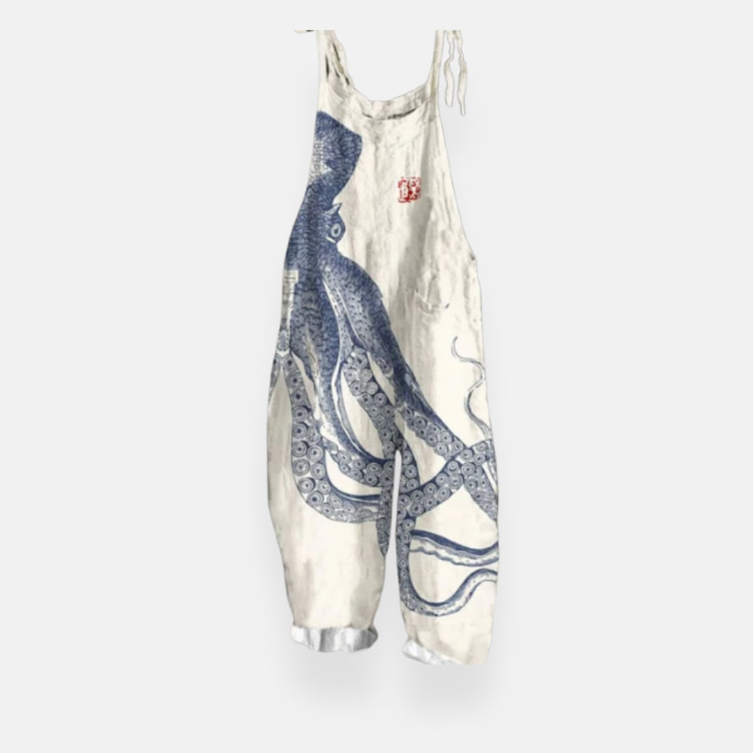 Céliane | Salopette légère motif poulpe