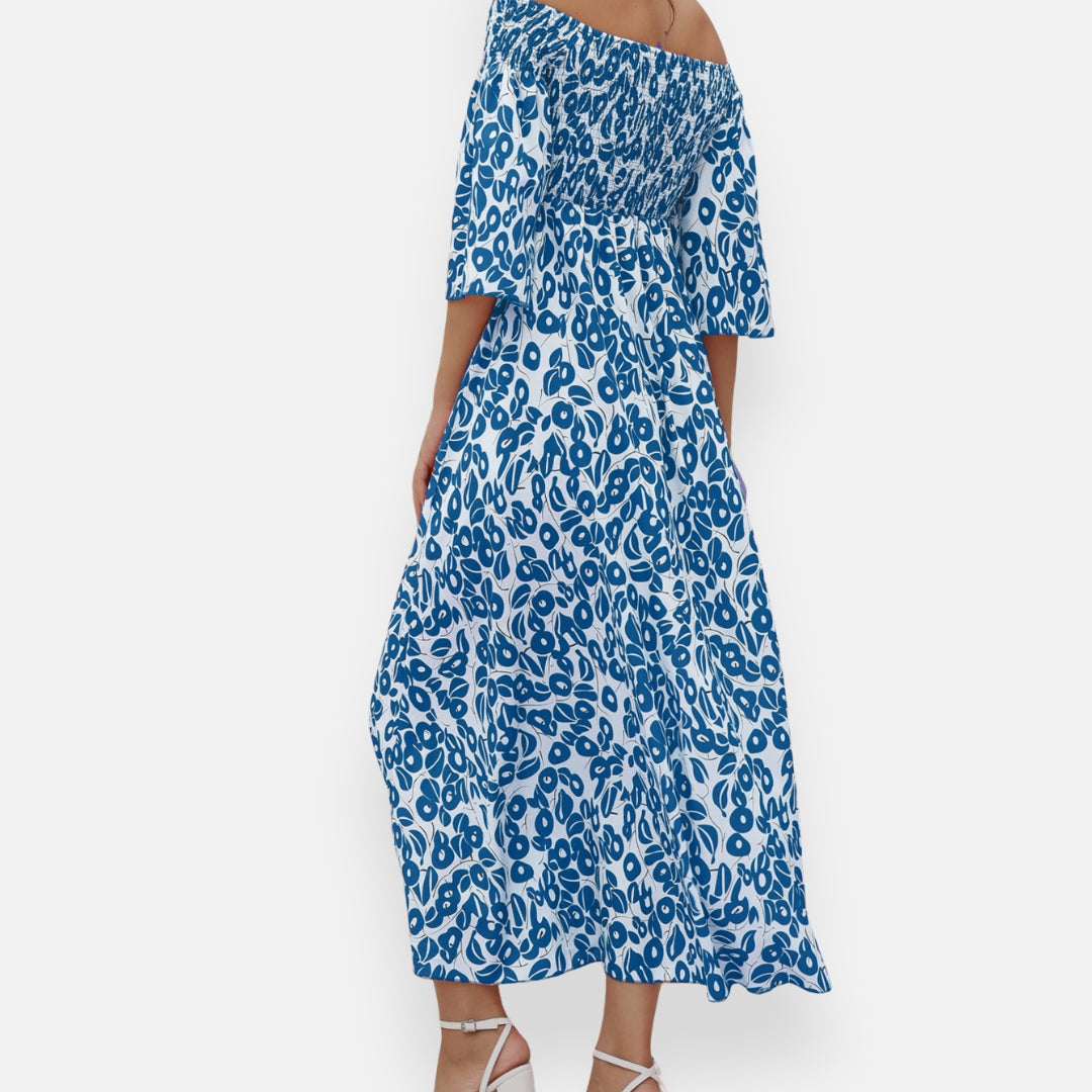 Lysiane | Robe à épaules dénudées fleurie