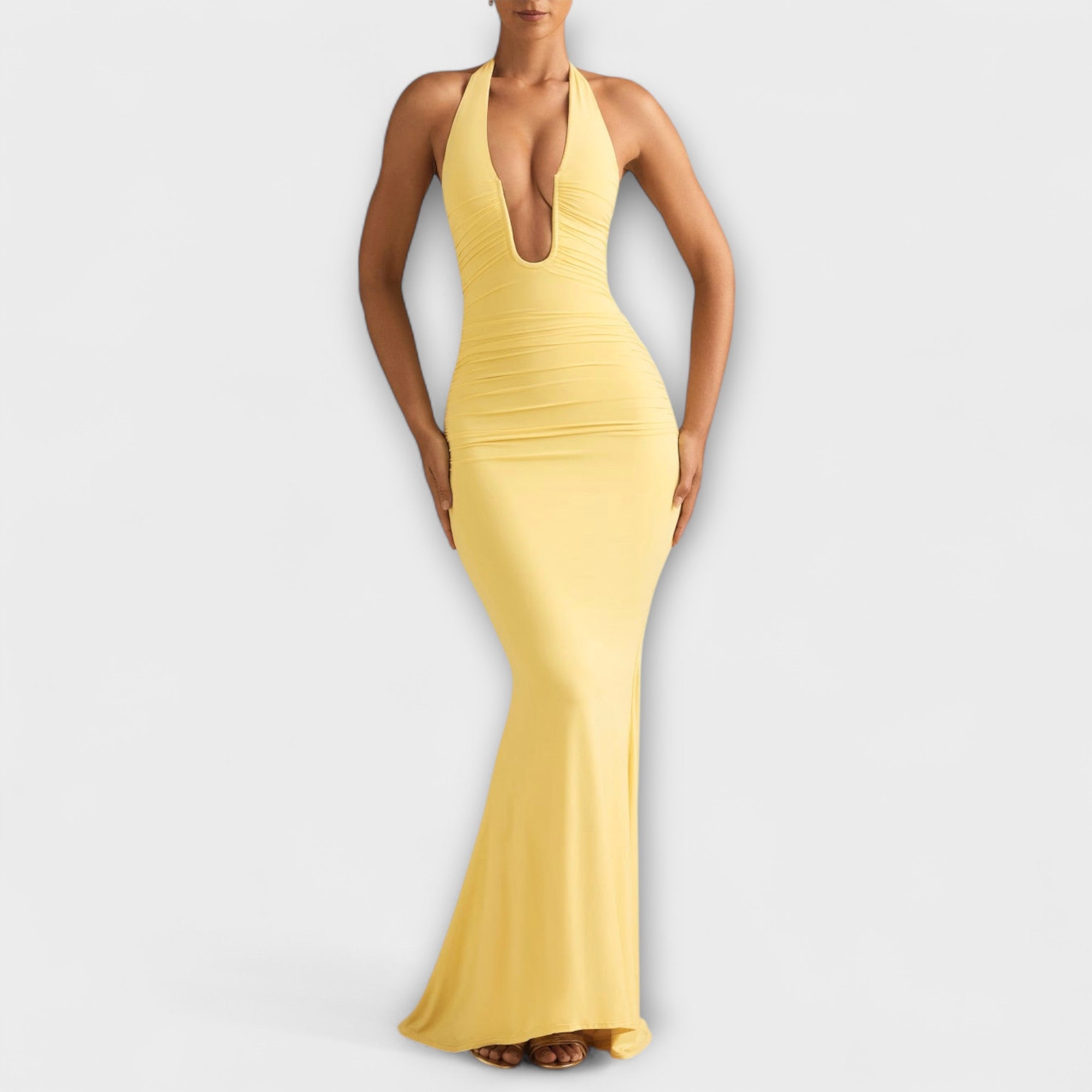 Robe de Gala Halter Sans Dos Raffinée
