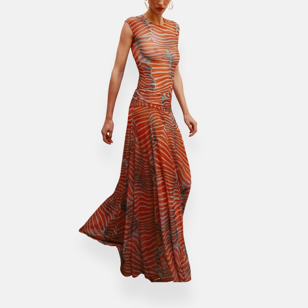 Hania | Robe fluide à imprimé ondulé