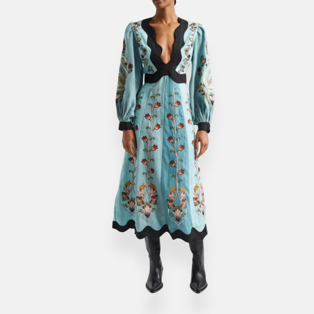 Sole d’Oro | Robe midi fluide bleue