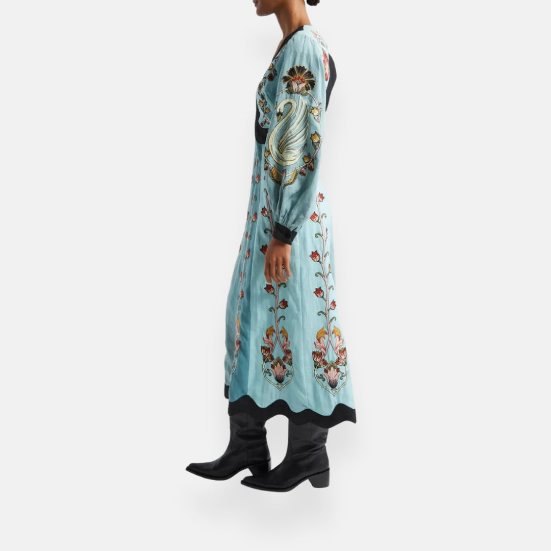 Sole d’Oro | Robe midi fluide bleue