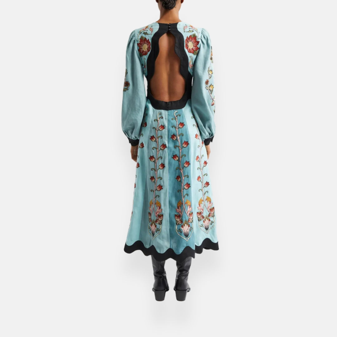 Sole d’Oro | Robe midi fluide bleue