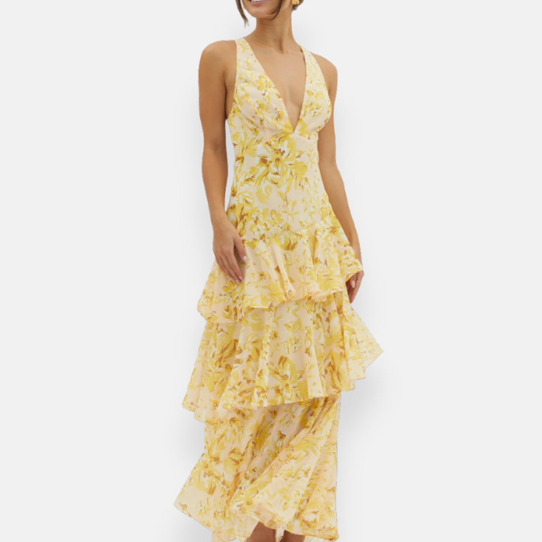 Éliane | Robe en chiffon à décolleté en V fluide