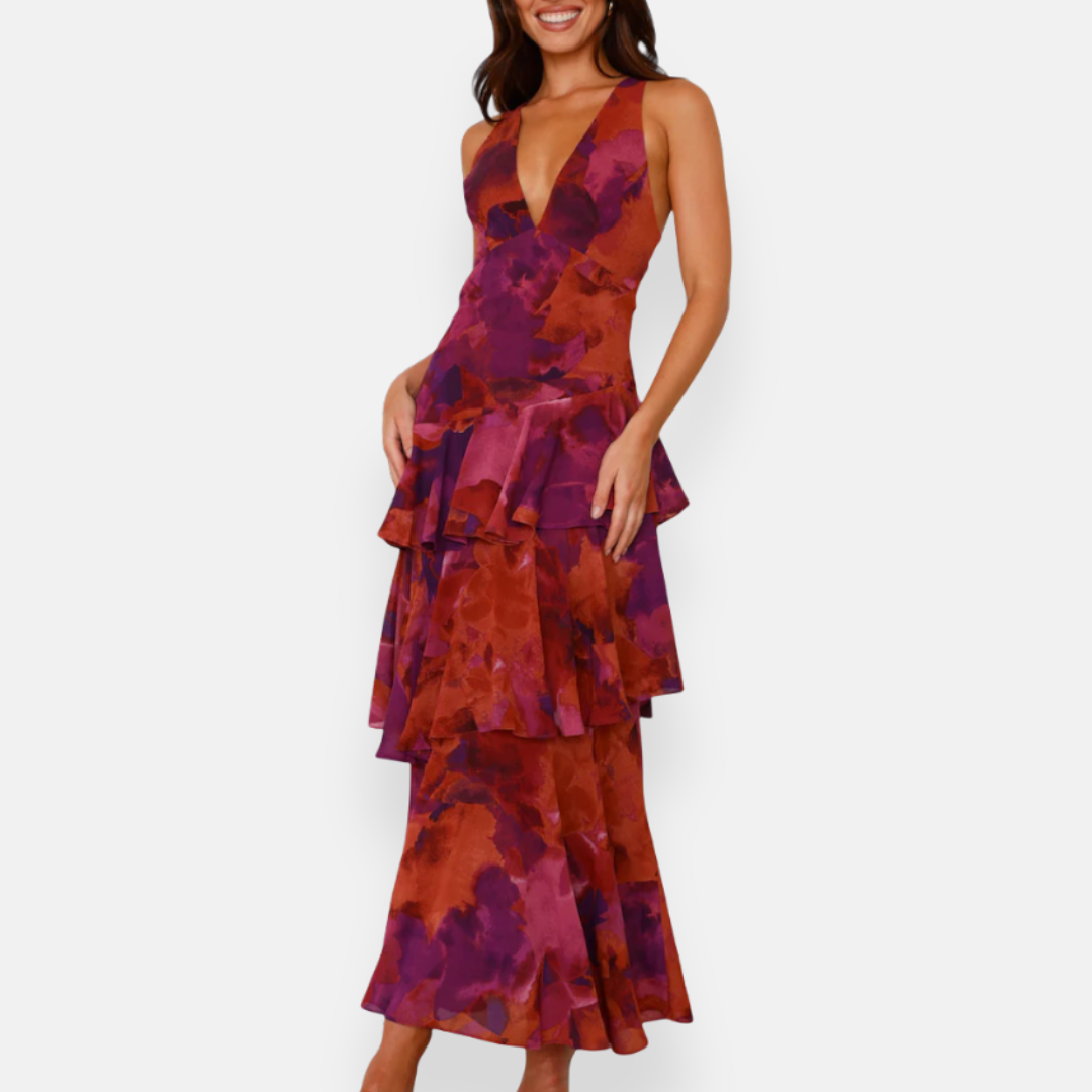 Éliane | Robe en chiffon à décolleté en V fluide