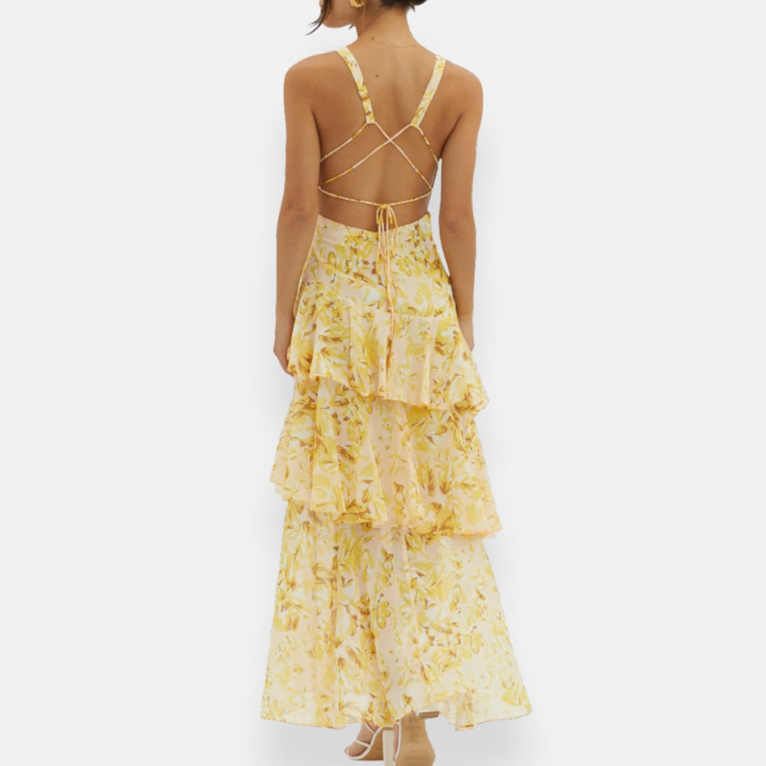 Éliane | Robe en chiffon à décolleté en V fluide