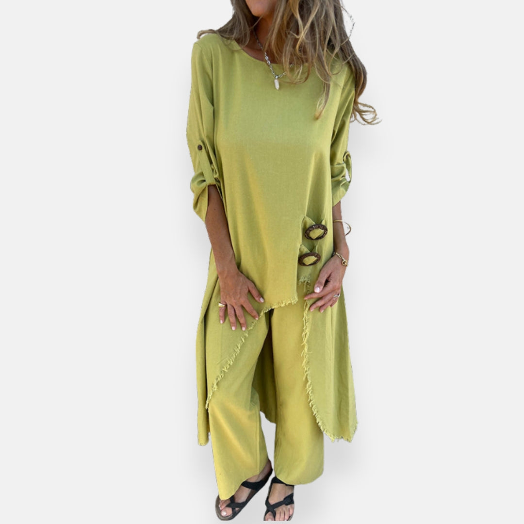 Ysandre | Robe longue fluide à détail lacet