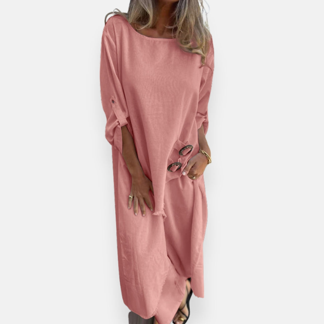 Ysandre | Robe longue fluide à détail lacet