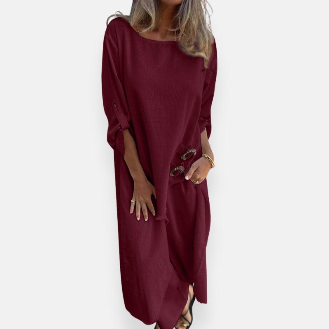Ysandre | Robe longue fluide à détail lacet