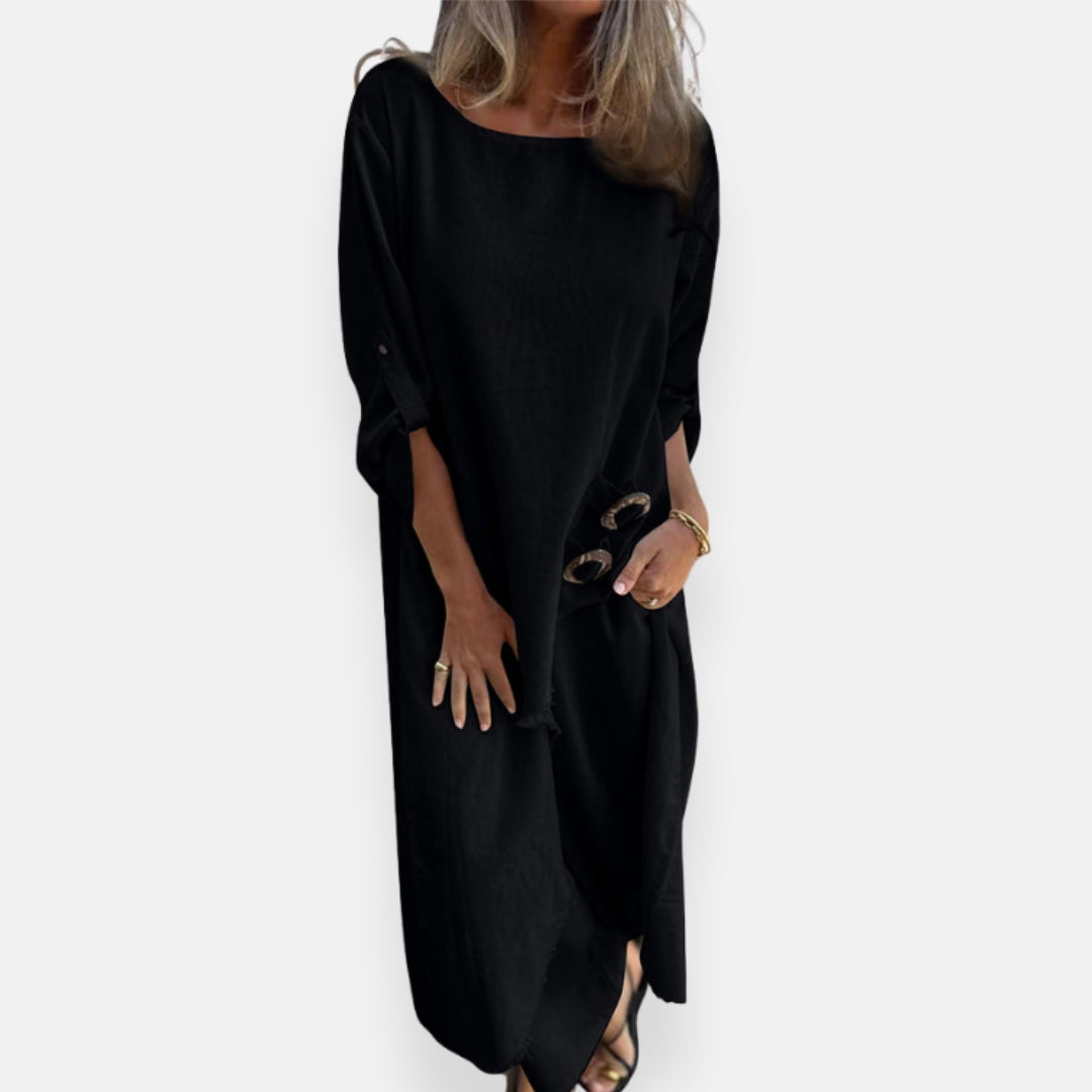 Ysandre | Robe longue fluide à détail lacet
