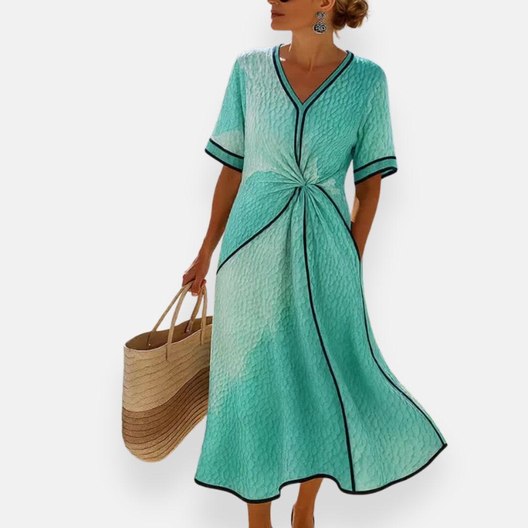 Mérina | Robe à nœud et liserés
