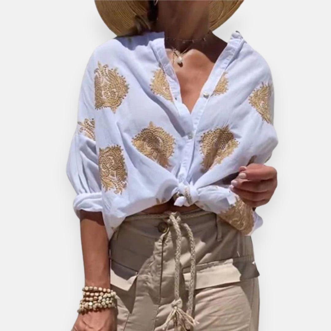 Philomène | Chemise estivale à motif doré
