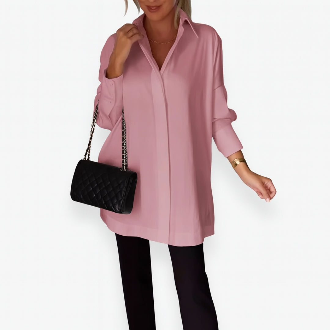 Nerina | Chemise blanche à col fendu